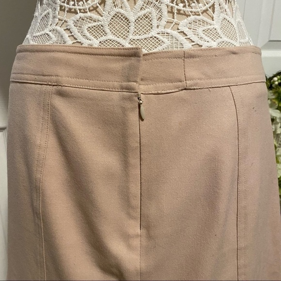 Theory Wool Knee length Skirt Zip & Button Closure Neutrals Brown size M US 6 - Picture 6 of 8